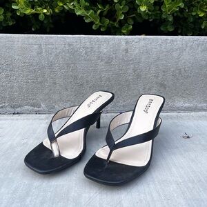 Bamboo black kitten sandal heel
